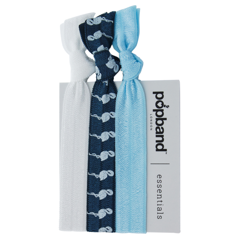 Essential Hair Bands - Blue Flamingo by Popband for Women - 3 Pc Hair Bands